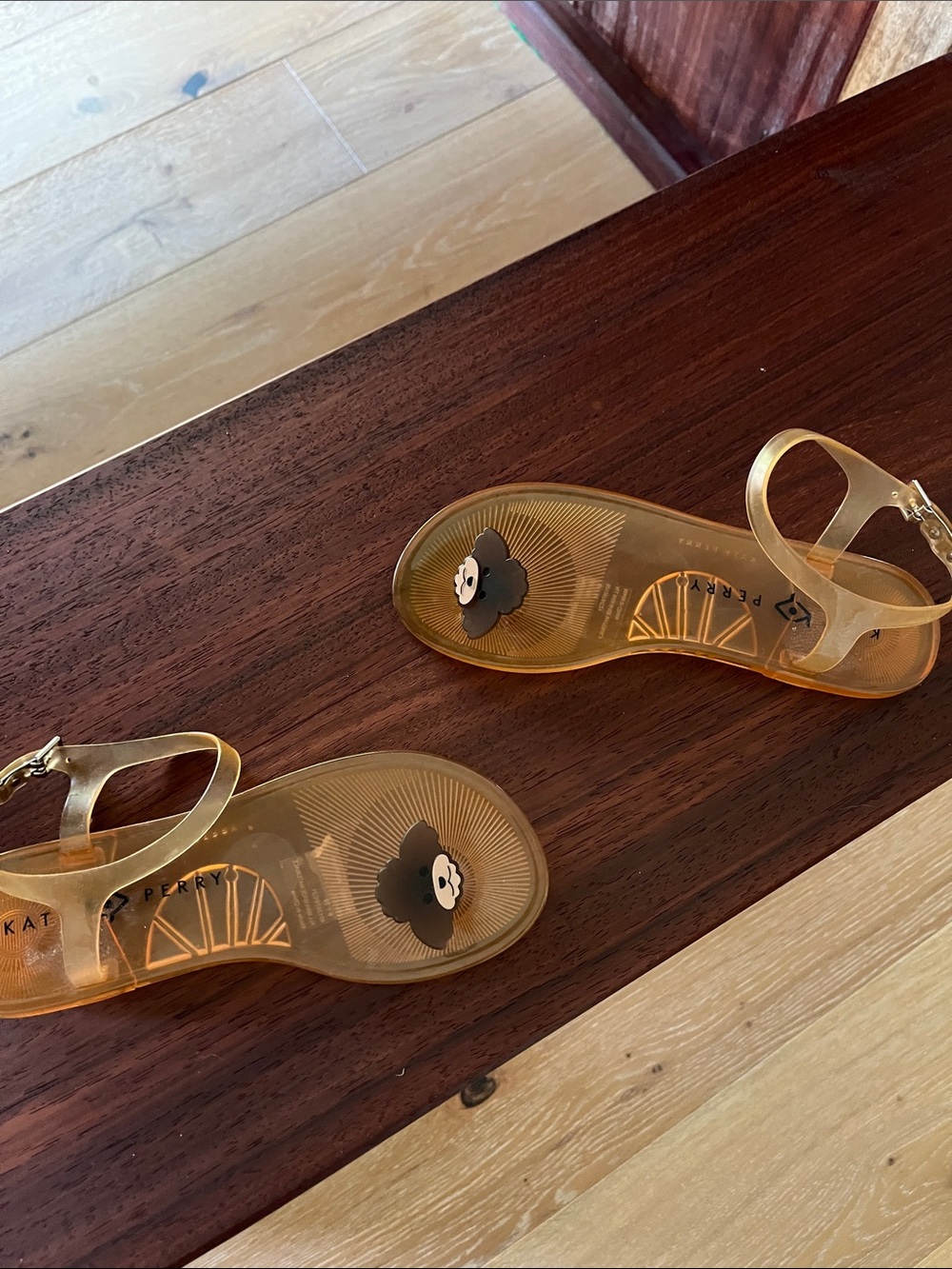 Katy Perry Collections Gold Jelly Sandals with Bear Insole